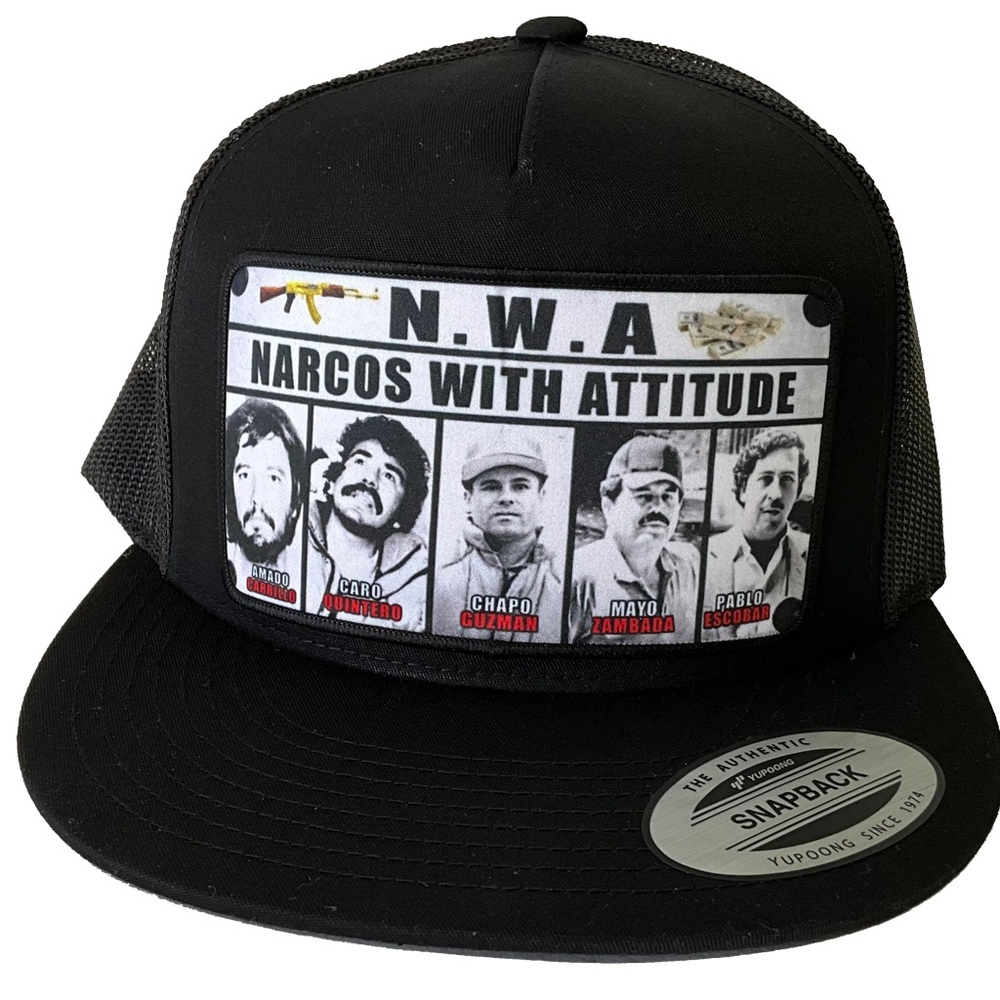 Narcos with attitude el chapo Escobar mayo caro Amado hat black mesh SnapBack